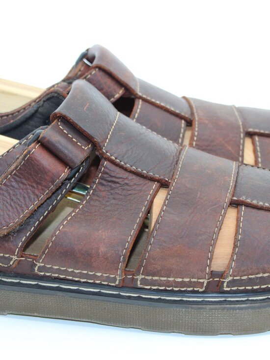 Sonoma Genuine Jeasn Co. Men Brown Leather SZ 11M Hoop & Loop Padded